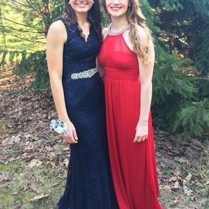 Red Event dress Dress with pearl beading